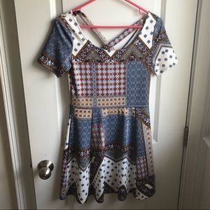 Fun floral and modern dress with crisscross back